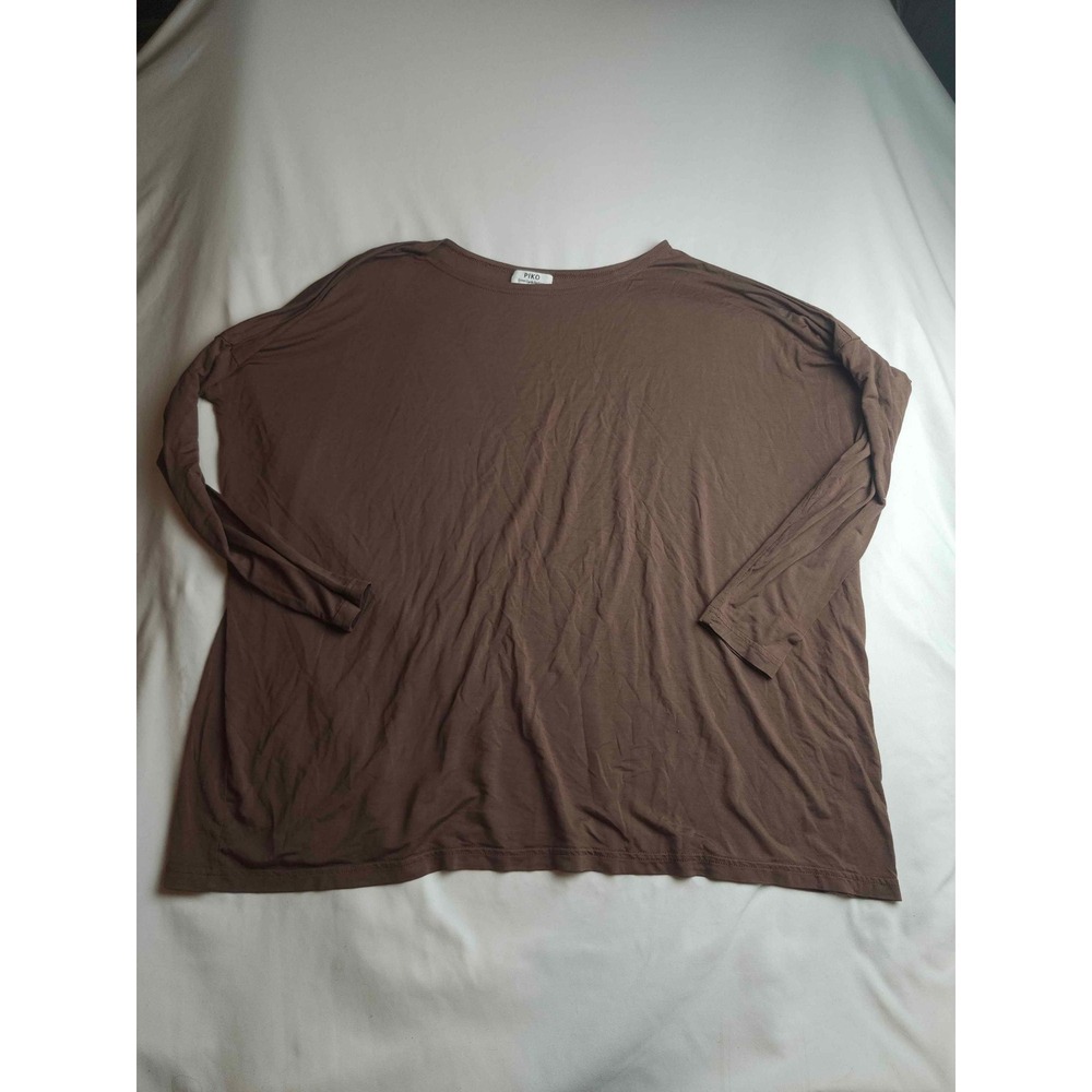 Piko Green Earth Fashionβ Brown Bamboo Spandex Oversized Long Sleeve Top Medium